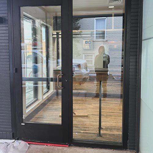 new door and storefront glass installed