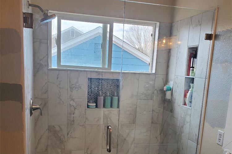 new frameless shower enclosure installed in castle rock co glass company