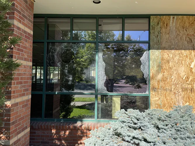 broken storefront glass in fort collins, co